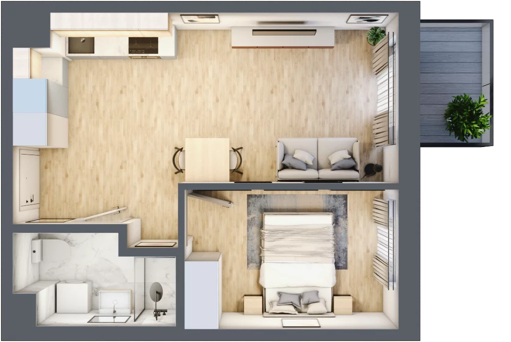 2 pokoje, mieszkanie 36,66 m², piętro 3, oferta nr C/25, Apartamenty Beethovena, Warszawa, Mokotów, Sielce, ul. Dziekońskiego 4