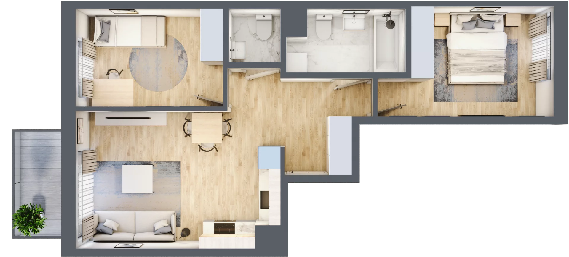 3 pokoje, mieszkanie 56,22 m², piętro 3, oferta nr D/9, Apartamenty Beethovena, Warszawa, Mokotów, Sielce, ul. Dziekońskiego 4