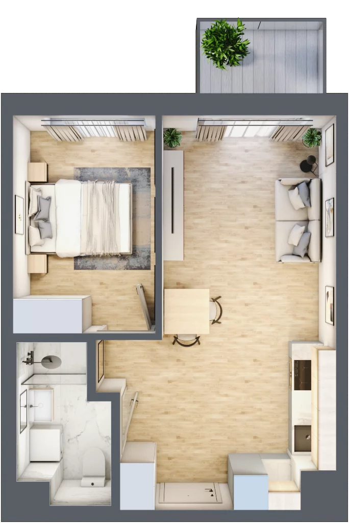 2 pokoje, mieszkanie 36,56 m², piętro 2, oferta nr D/26, Apartamenty Beethovena, Warszawa, Mokotów, Sielce, ul. Dziekońskiego 4