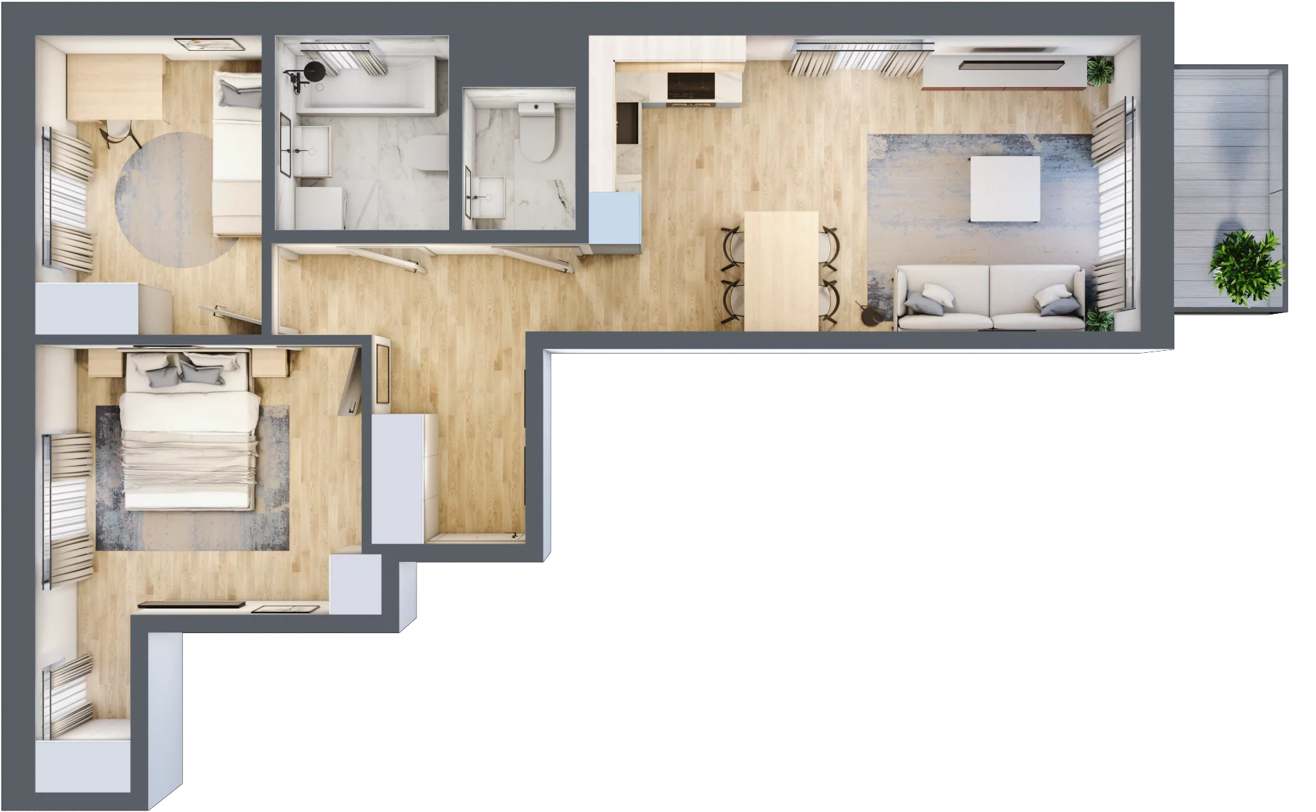 3 pokoje, mieszkanie 59,79 m², piętro 2, oferta nr D/25, Apartamenty Beethovena, Warszawa, Mokotów, Sielce, ul. Dziekońskiego 4