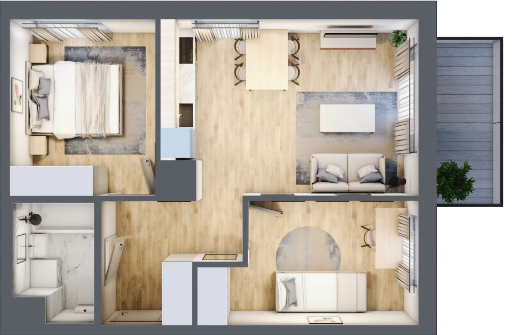 3 pokoje, mieszkanie 46,94 m², piętro 2, oferta nr A/11, Metro Zachód etap 13, Warszawa, Bemowo, Chrzanów, ul. Lazurowa