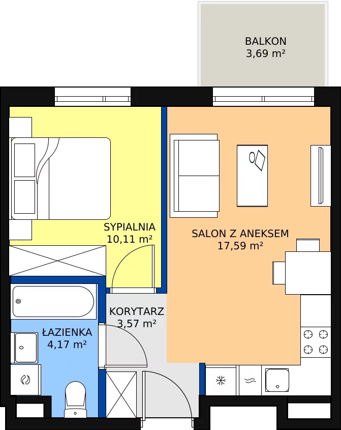 Zalety mieszkania 35.44 m², A/12