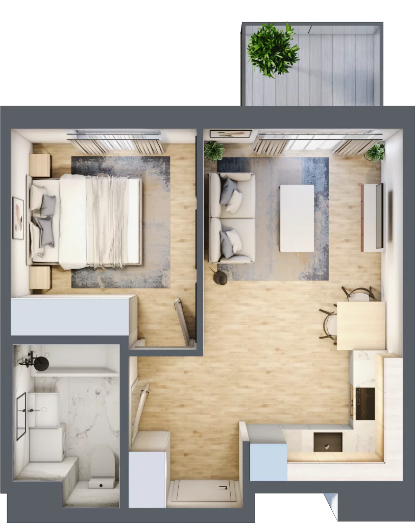 2 pokoje, mieszkanie 35,44 m², piętro 2, oferta nr A/12, Metro Zachód etap 13, Warszawa, Bemowo, Chrzanów, ul. Lazurowa