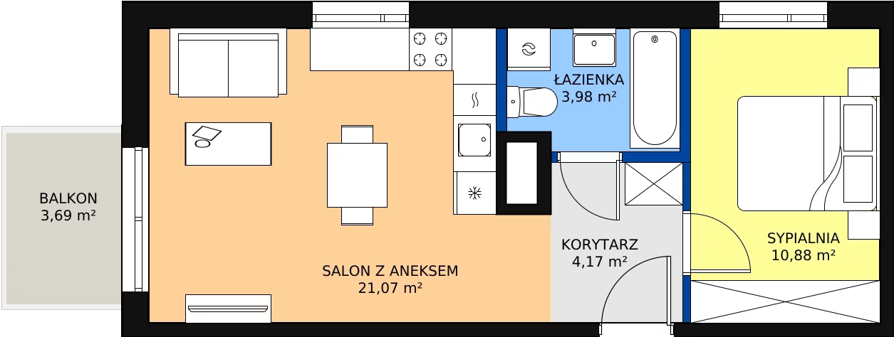 Zalety mieszkania 40.1 m², A/95