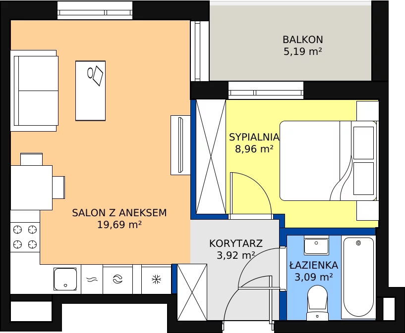 Zalety mieszkania 35.66 m², A/107