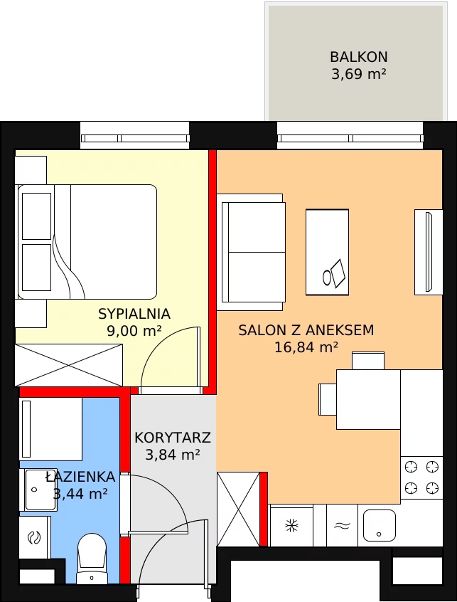 Zalety mieszkania 33.12 m², B/140