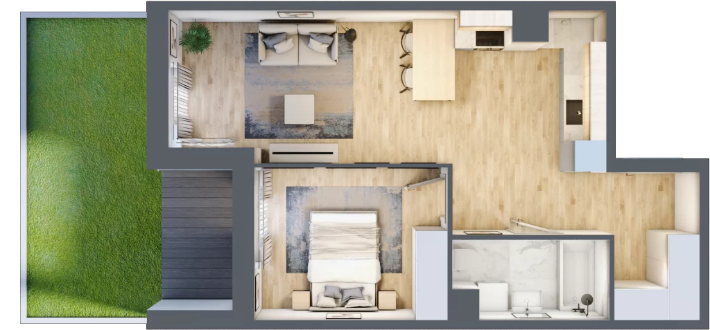 2 pokoje, mieszkanie 47,86 m², parter, oferta nr C/3, 29. Aleja bud. C, Kraków, Stare Miasto, Warszawskie, al. 29 Listopada