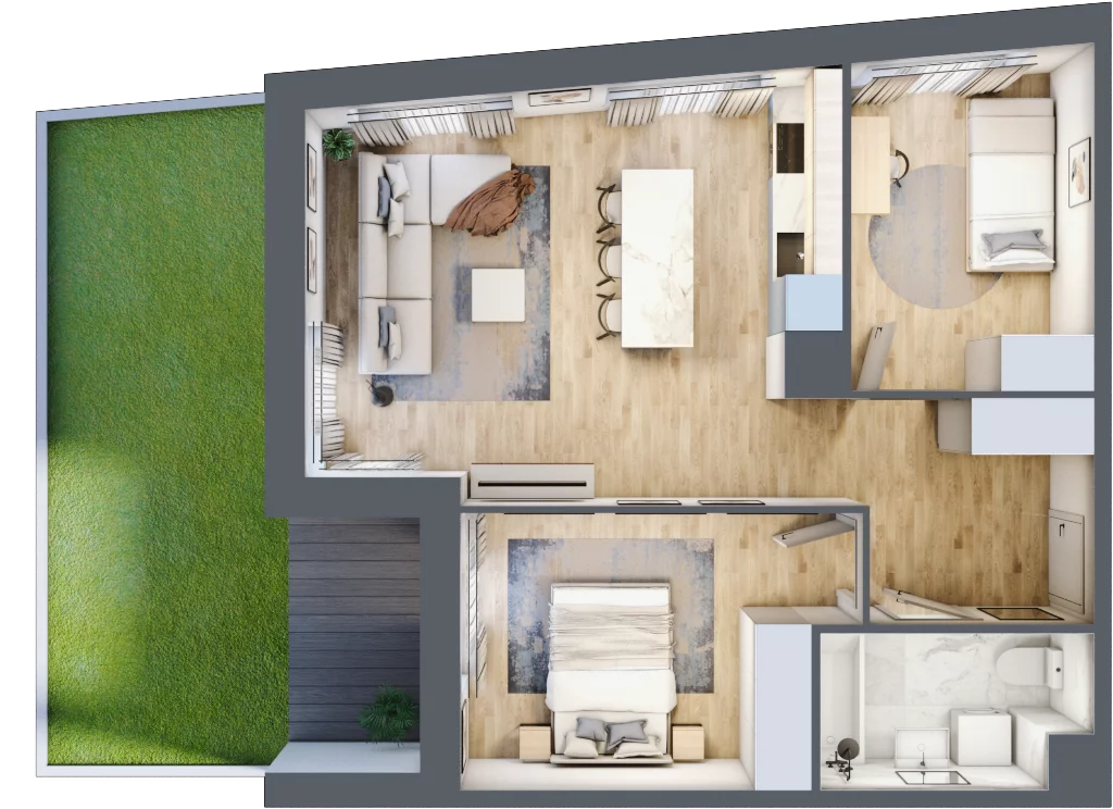 3 pokoje, mieszkanie 55,79 m², parter, oferta nr C/6, 29. Aleja bud. C, Kraków, Stare Miasto, Warszawskie, al. 29 Listopada