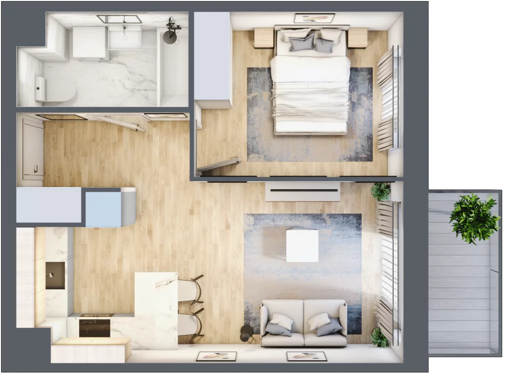 2 pokoje, mieszkanie 37,30 m², piętro 1, oferta nr C/7, 29. Aleja bud. C, Kraków, Stare Miasto, Warszawskie, al. 29 Listopada