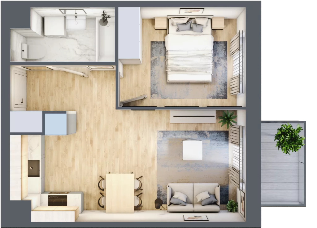 2 pokoje, mieszkanie 37,27 m², piętro 1, oferta nr C/8, 29. Aleja bud. C, Kraków, Stare Miasto, Warszawskie, al. 29 Listopada