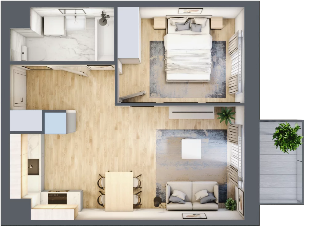 2 pokoje, mieszkanie 37,52 m², piętro 2, oferta nr C/15, 29. Aleja bud. C, Kraków, Stare Miasto, Warszawskie, al. 29 Listopada