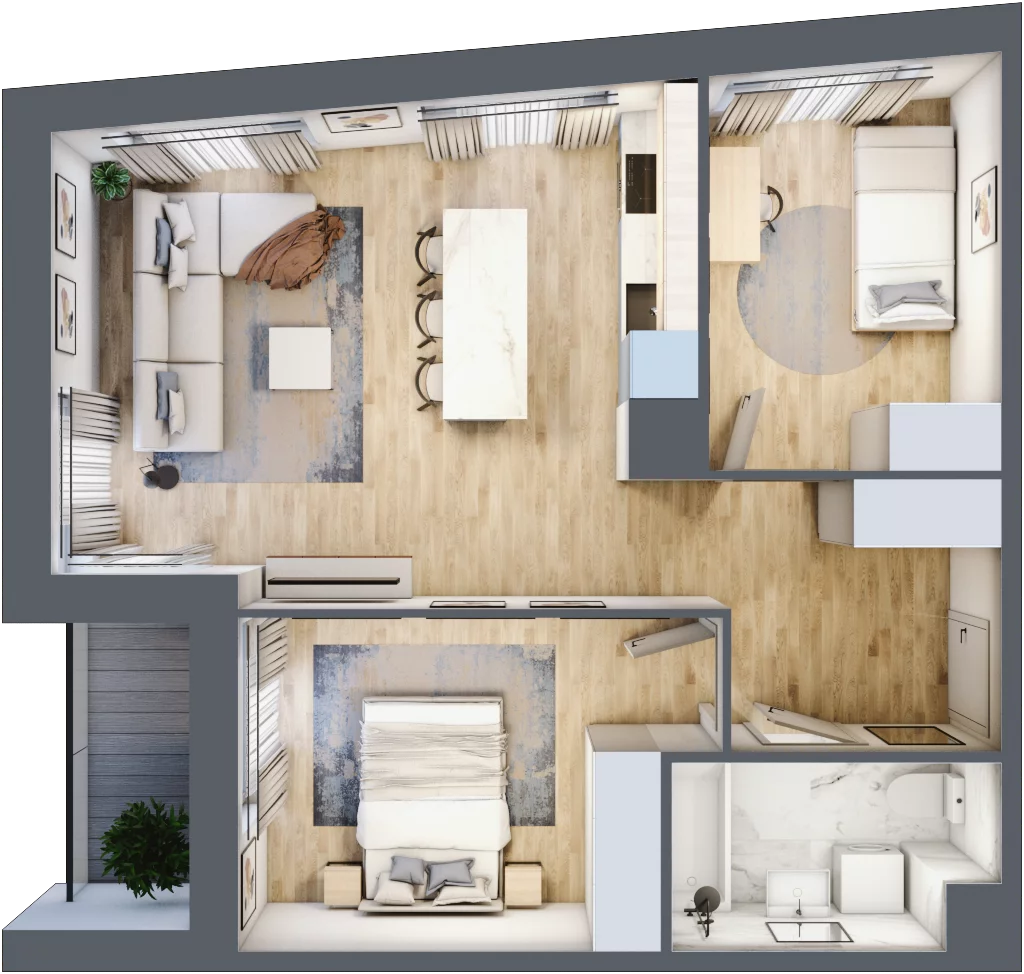3 pokoje, mieszkanie 56,27 m², piętro 2, oferta nr C/19, 29. Aleja bud. C, Kraków, Stare Miasto, Warszawskie, al. 29 Listopada