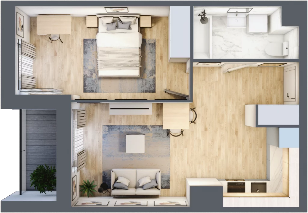 2 pokoje, mieszkanie 42,86 m², piętro 3, oferta nr C/25, 29. Aleja bud. C, Kraków, Stare Miasto, Warszawskie, al. 29 Listopada