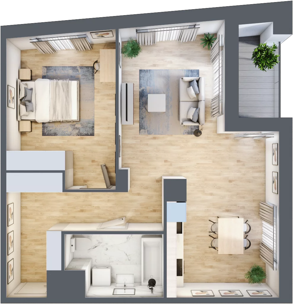 2 pokoje, mieszkanie 60,92 m², piętro 6, oferta nr C/44, 29. Aleja bud. C, Kraków, Stare Miasto, Warszawskie, al. 29 Listopada