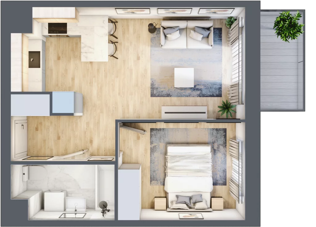2 pokoje, mieszkanie 37,24 m², piętro 1, oferta nr C/51, 29. Aleja bud. C, Kraków, Stare Miasto, Warszawskie, al. 29 Listopada