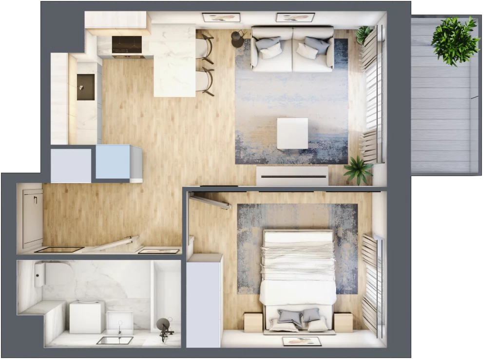 2 pokoje, mieszkanie 35,44 m², piętro 1, oferta nr C/52, 29. Aleja bud. C, Kraków, Stare Miasto, Warszawskie, al. 29 Listopada