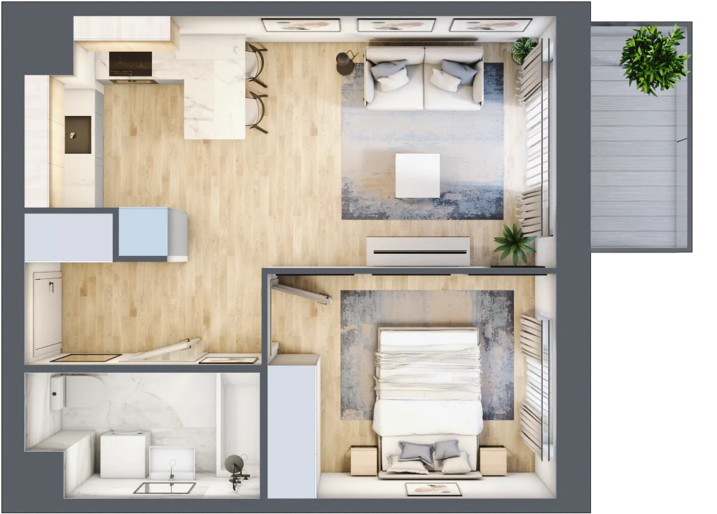 2 pokoje, mieszkanie 37,46 m², piętro 5, oferta nr C/84, 29. Aleja bud. C, Kraków, Stare Miasto, Warszawskie, al. 29 Listopada