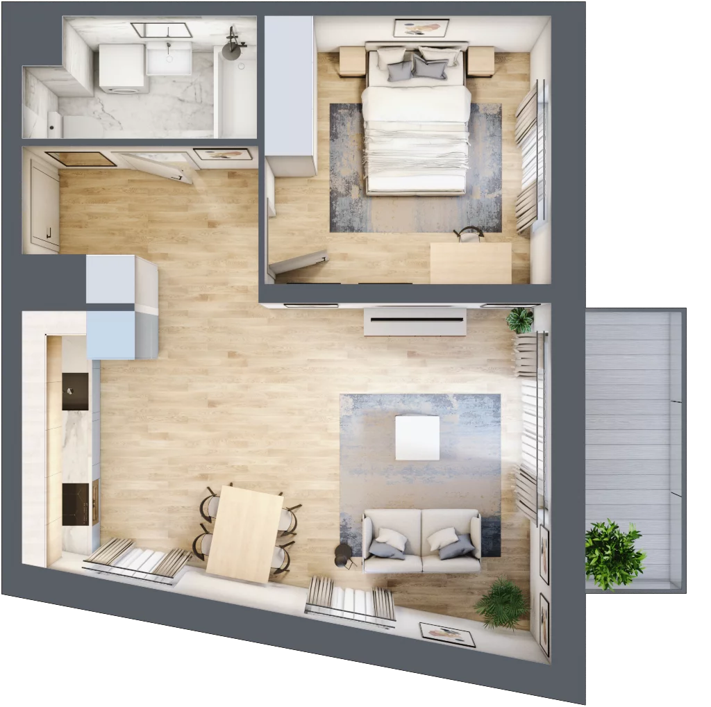 2 pokoje, mieszkanie 46,43 m², piętro 5, oferta nr C/86, 29. Aleja bud. C, Kraków, Stare Miasto, Warszawskie, al. 29 Listopada