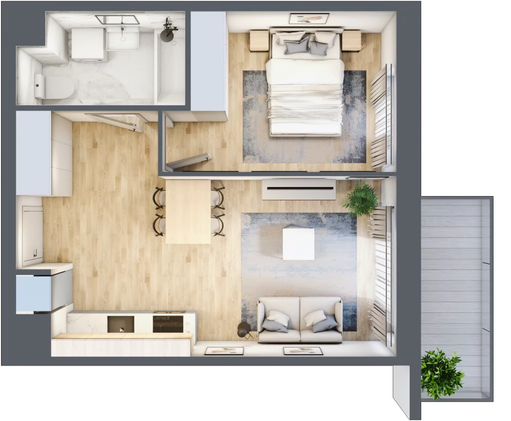 2 pokoje, mieszkanie 37,54 m², piętro 5, oferta nr C/92, 29. Aleja bud. C, Kraków, Stare Miasto, Warszawskie, al. 29 Listopada