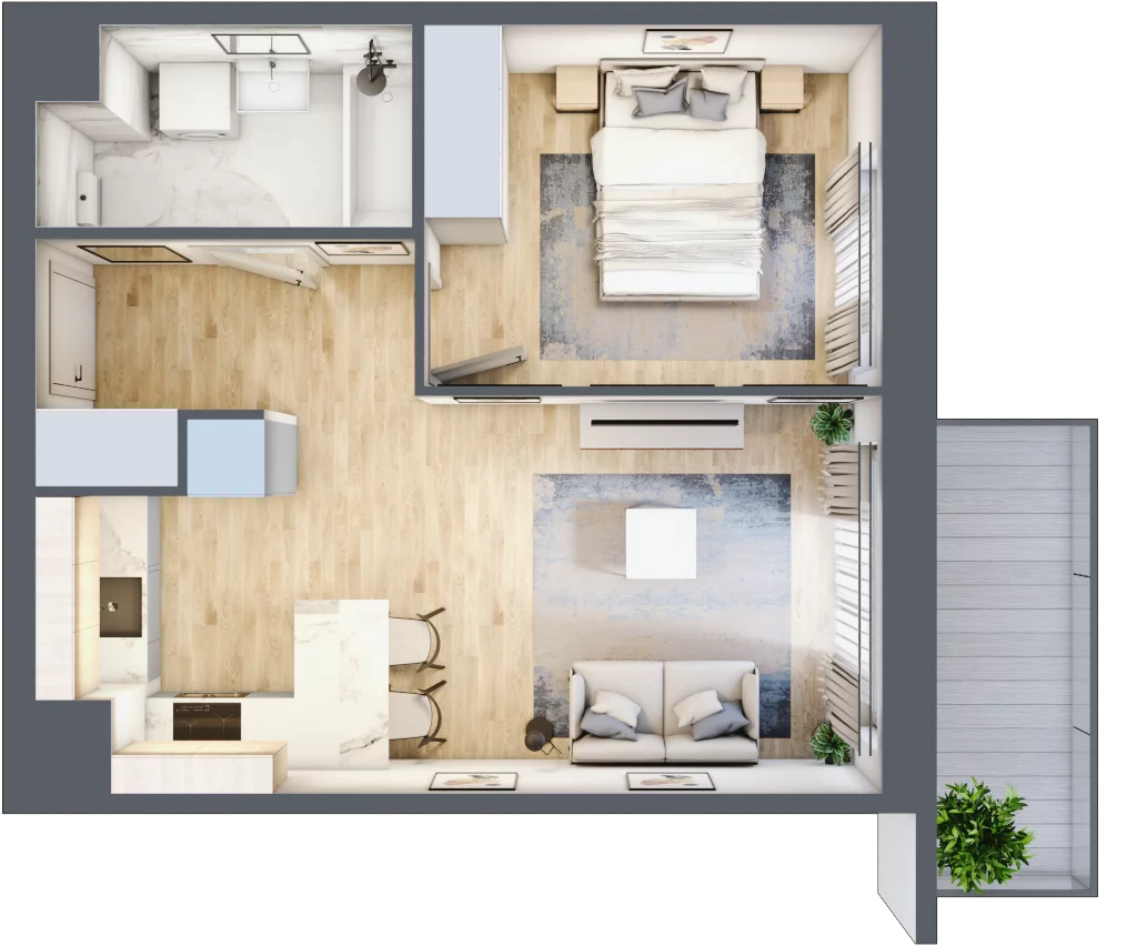 2 pokoje, mieszkanie 37,55 m², piętro 7, oferta nr C/112, 29. Aleja bud. C, Kraków, Stare Miasto, Warszawskie, al. 29 Listopada