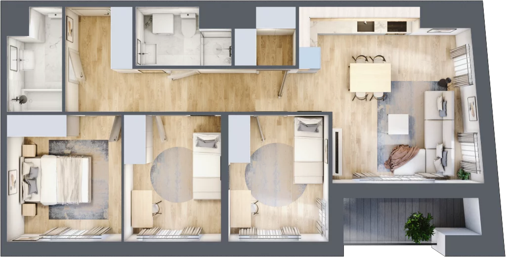 4 pokoje, mieszkanie 74,32 m², piętro 9, oferta nr C/133, 29. Aleja bud. C, Kraków, Stare Miasto, Warszawskie, al. 29 Listopada