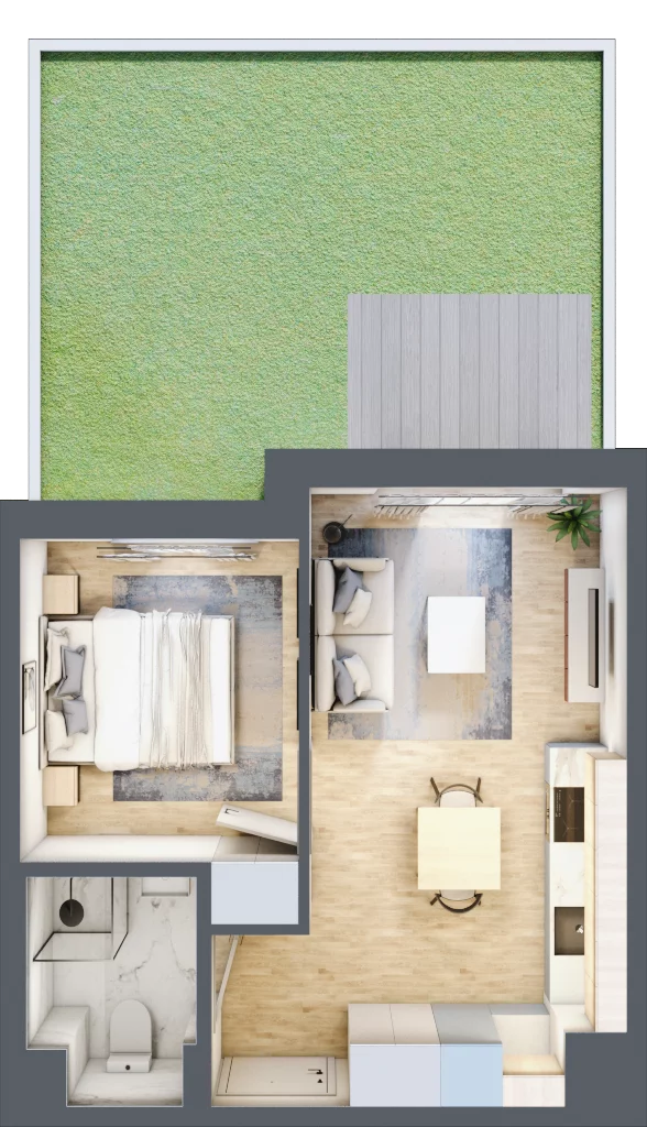 2 pokoje, mieszkanie 31,86 m², parter, oferta nr A/7, Metro Zachód 8 bud. A, C, Warszawa, Bemowo, Chrzanów, ul. Szeligowska