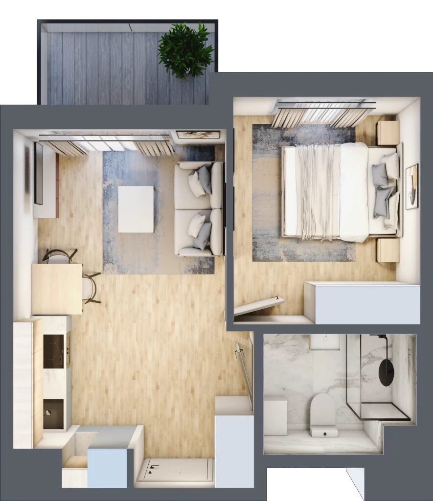 2 pokoje, mieszkanie 32,57 m², piętro 2, oferta nr A/95, Metro Zachód 8 bud. A, C, Warszawa, Bemowo, Chrzanów, ul. Szeligowska