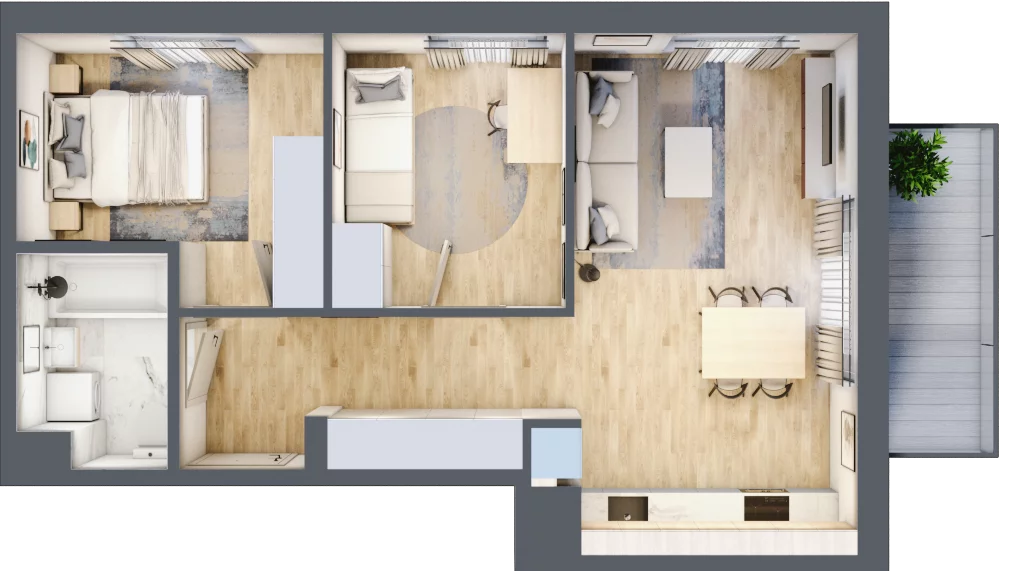 3 pokoje, mieszkanie 53,42 m², piętro 2, oferta nr A/23, Metro Zachód 8 bud. A, C, Warszawa, Bemowo, Chrzanów, ul. Szeligowska