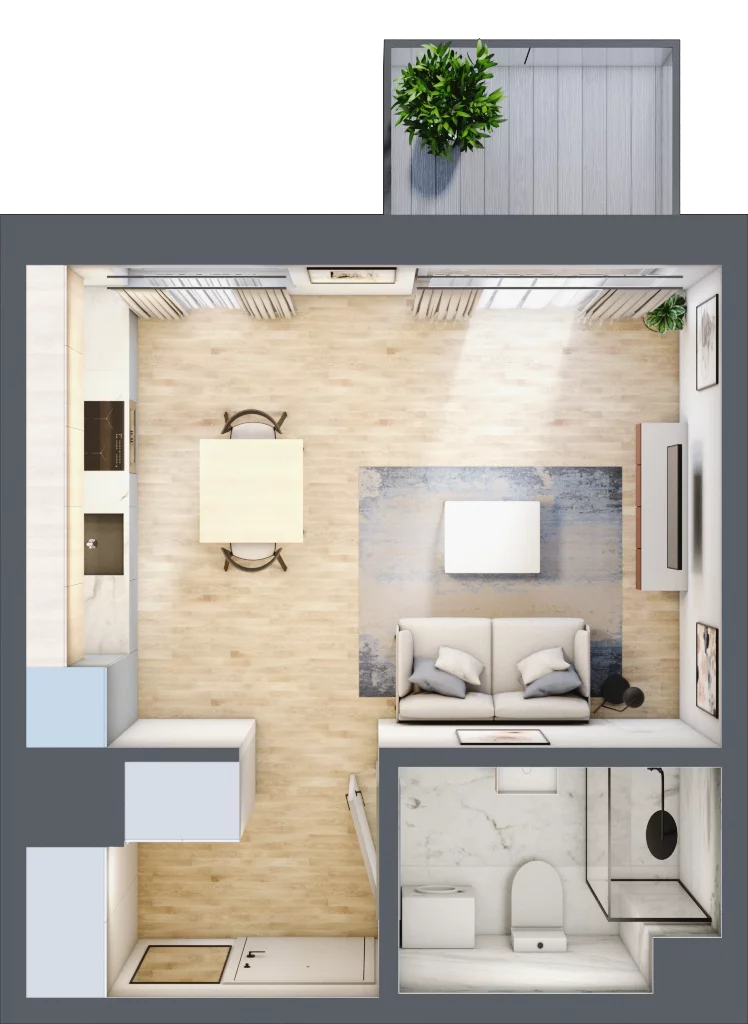 1 pokój, mieszkanie 27,13 m², piętro 1, oferta nr A/16, Metro Zachód 8 bud. A, C, Warszawa, Bemowo, Chrzanów, ul. Szeligowska