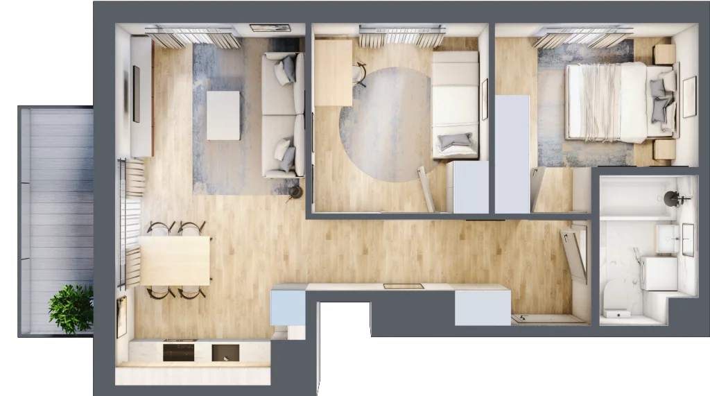 3 pokoje, mieszkanie 51,58 m², piętro 2, oferta nr A/98, Metro Zachód 8 bud. A, C, Warszawa, Bemowo, Chrzanów, ul. Szeligowska