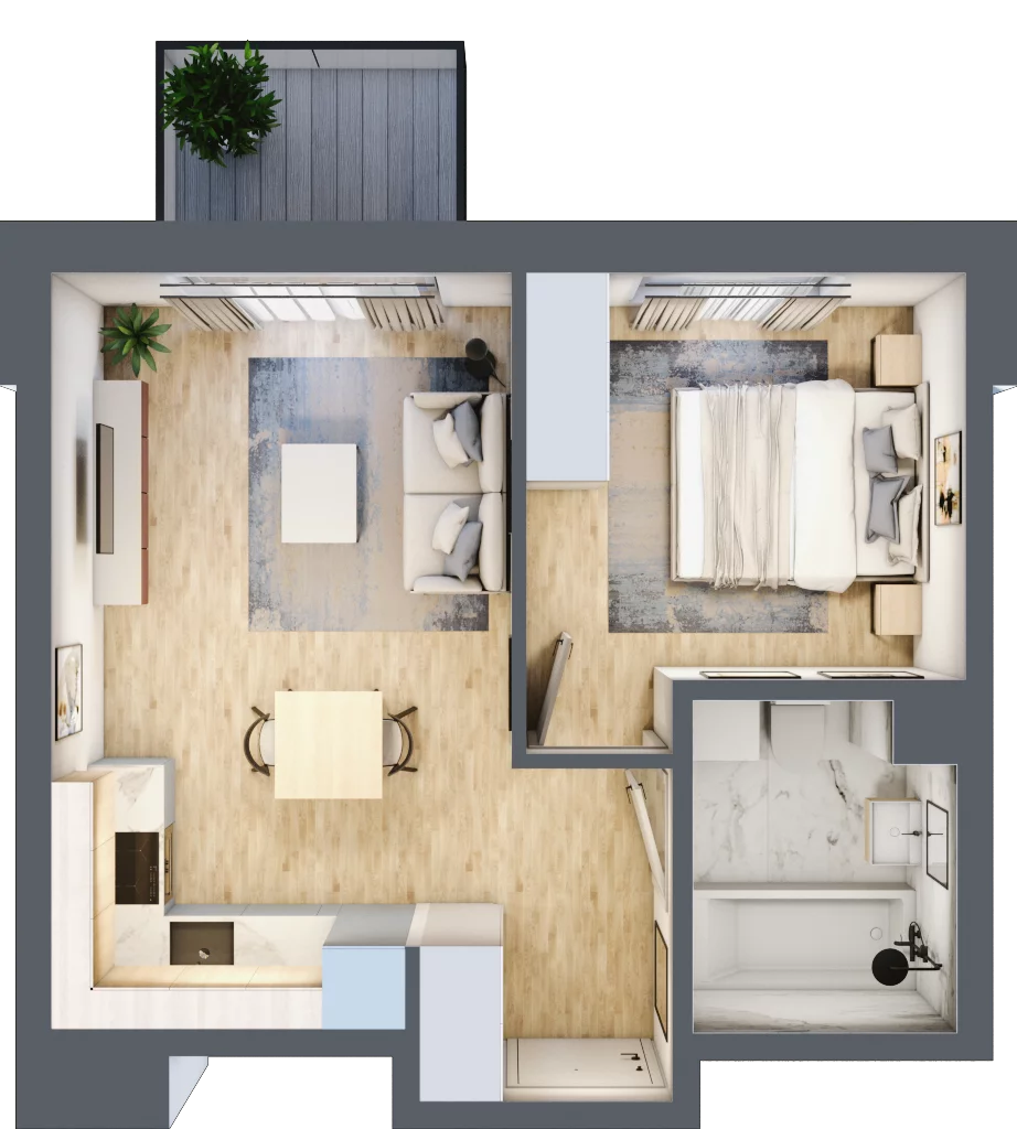 2 pokoje, mieszkanie 35,95 m², piętro 4, oferta nr A/44, Metro Zachód 8 bud. A, C, Warszawa, Bemowo, Chrzanów, ul. Szeligowska