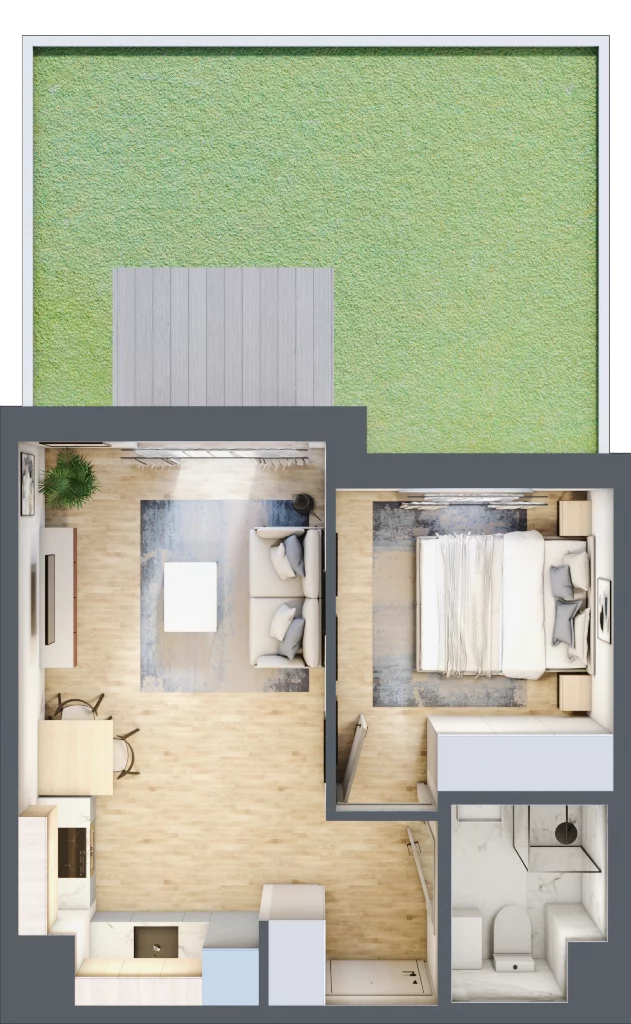 2 pokoje, mieszkanie 34,33 m², parter, oferta nr A/5, Metro Zachód 8 bud. A, C, Warszawa, Bemowo, Chrzanów, ul. Szeligowska