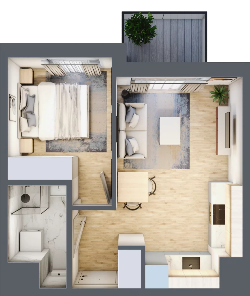 2 pokoje, mieszkanie 32,56 m², piętro 3, oferta nr A/104, Metro Zachód 8 bud. A, C, Warszawa, Bemowo, Chrzanów, ul. Szeligowska