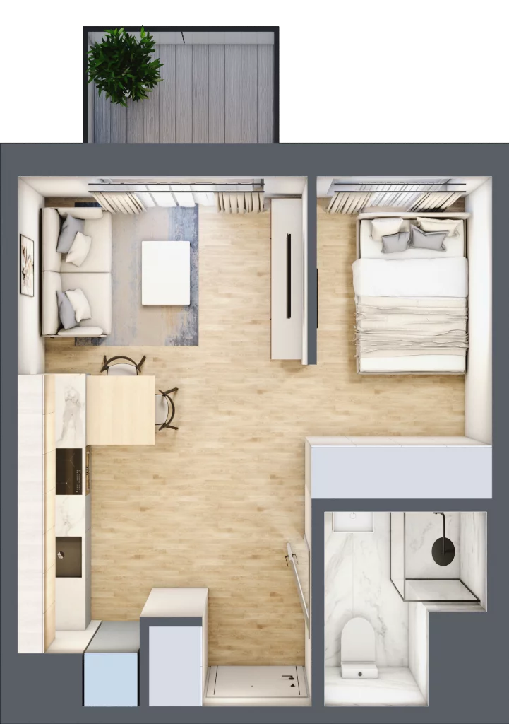 1 pokój, mieszkanie 29,96 m², piętro 4, oferta nr A/118, Metro Zachód 8 bud. A, C, Warszawa, Bemowo, Chrzanów, ul. Szeligowska