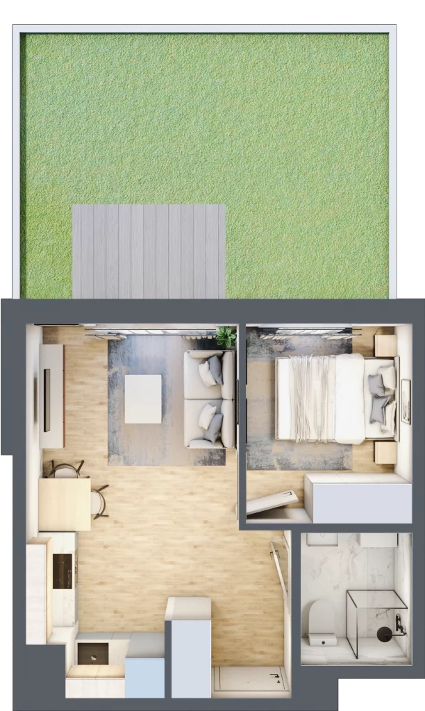 2 pokoje, mieszkanie 30,98 m², parter, oferta nr A/58, Metro Zachód 8 bud. A, C, Warszawa, Bemowo, Chrzanów, ul. Szeligowska