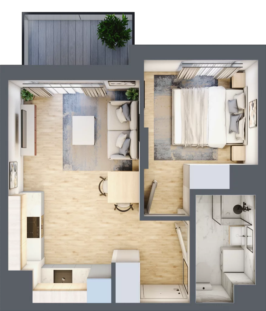 2 pokoje, mieszkanie 32,70 m², piętro 4, oferta nr A/114, Metro Zachód 8 bud. A, C, Warszawa, Bemowo, Chrzanów, ul. Szeligowska
