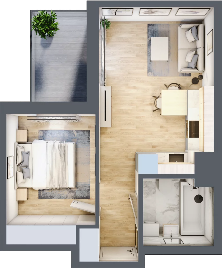 2 pokoje, mieszkanie 36,90 m², piętro 3, oferta nr A/101, Metro Zachód 8 bud. A, C, Warszawa, Bemowo, Chrzanów, ul. Szeligowska