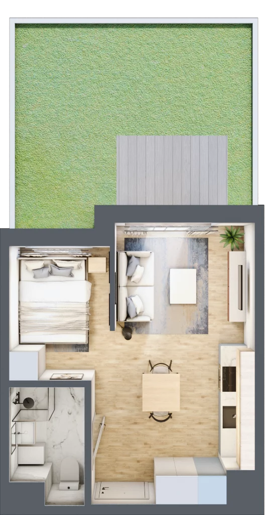 1 pokój, mieszkanie 28,43 m², parter, oferta nr A/4, Metro Zachód 8 bud. A, C, Warszawa, Bemowo, Chrzanów, ul. Szeligowska