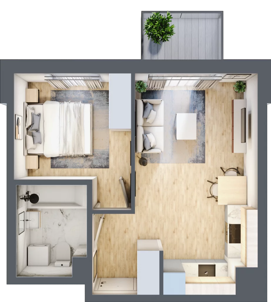 2 pokoje, mieszkanie 36,82 m², piętro 2, oferta nr A/99, Metro Zachód 8 bud. A, C, Warszawa, Bemowo, Chrzanów, ul. Szeligowska