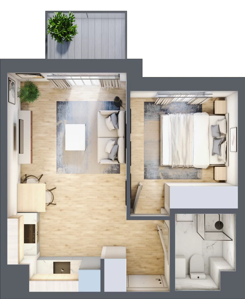 2 pokoje, mieszkanie 34,39 m², piętro 1, oferta nr A/15, Metro Zachód 8 bud. A, C, Warszawa, Bemowo, Chrzanów, ul. Szeligowska
