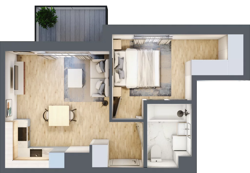 2 pokoje, mieszkanie 36,26 m², piętro 1, oferta nr A/21, Metro Zachód 8 bud. A, C, Warszawa, Bemowo, Chrzanów, ul. Szeligowska