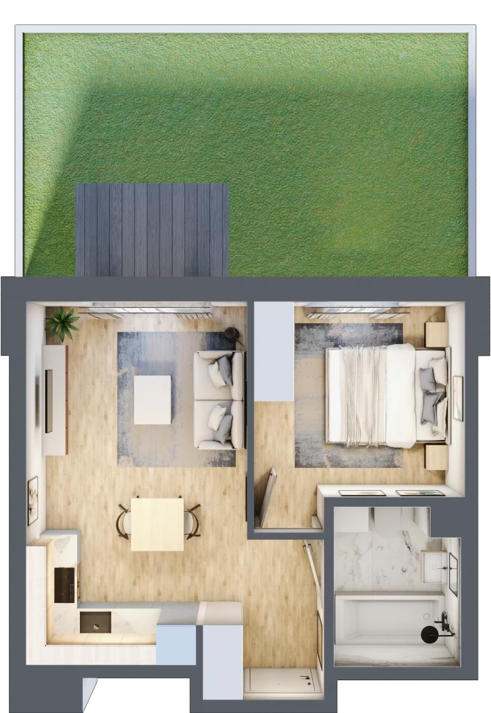2 pokoje, mieszkanie 35,95 m², parter, oferta nr A/1, Metro Zachód 8 bud. A, C, Warszawa, Bemowo, Chrzanów, ul. Szeligowska