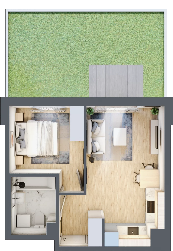 2 pokoje, mieszkanie 36,82 m², parter, oferta nr A/76, Metro Zachód 8 bud. A, C, Warszawa, Bemowo, Chrzanów, ul. Szeligowska