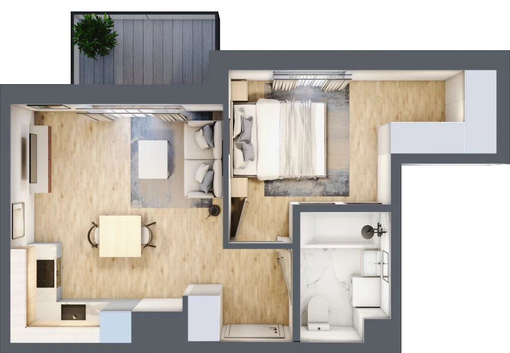 2 pokoje, mieszkanie 36,26 m², piętro 4, oferta nr A/54, Metro Zachód 8 bud. A, C, Warszawa, Bemowo, Chrzanów, ul. Szeligowska