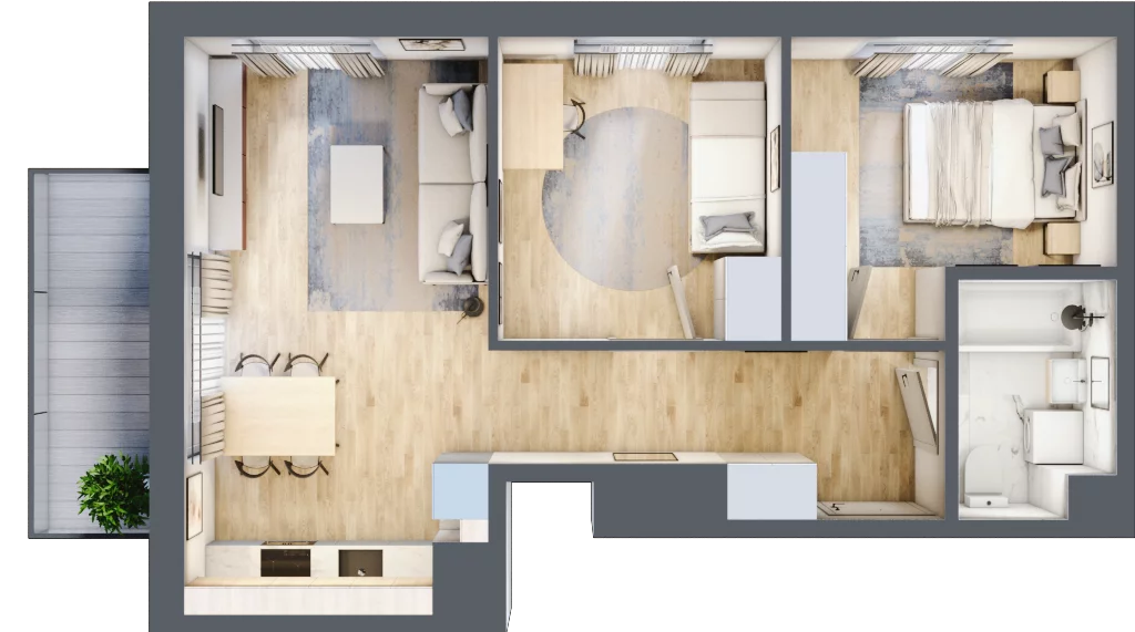 3 pokoje, mieszkanie 51,58 m², piętro 1, oferta nr A/87, Metro Zachód 8 bud. A, C, Warszawa, Bemowo, Chrzanów, ul. Szeligowska