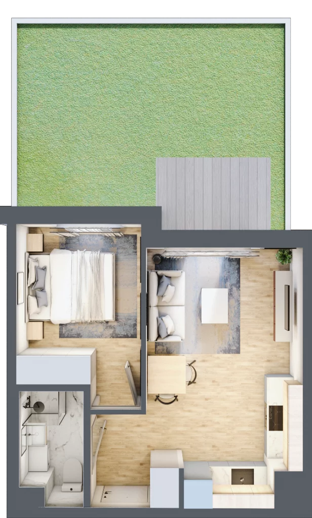 2 pokoje, mieszkanie 32,42 m², parter, oferta nr A/8, Metro Zachód 8 bud. A, C, Warszawa, Bemowo, Chrzanów, ul. Szeligowska