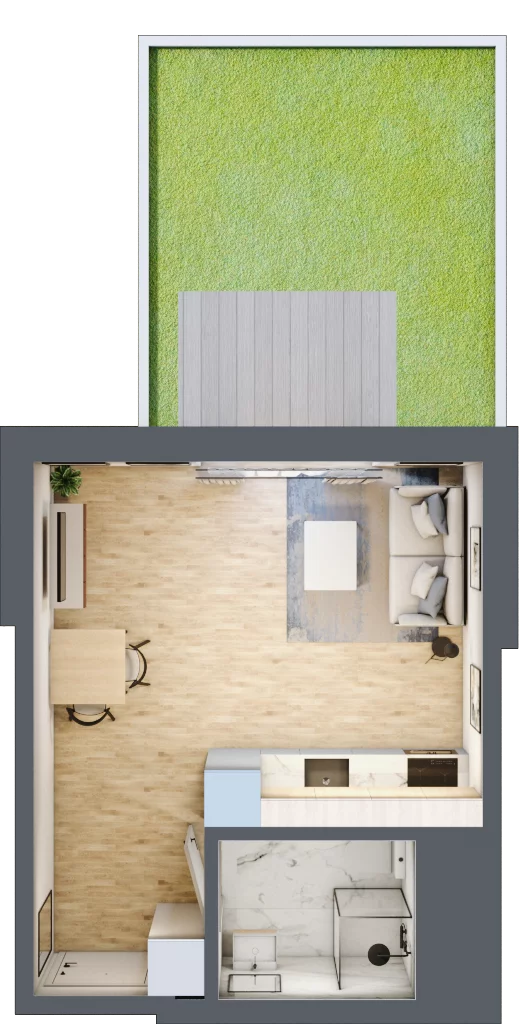 1 pokój, mieszkanie 25,53 m², parter, oferta nr A/55, Metro Zachód 8 bud. A, C, Warszawa, Bemowo, Chrzanów, ul. Szeligowska