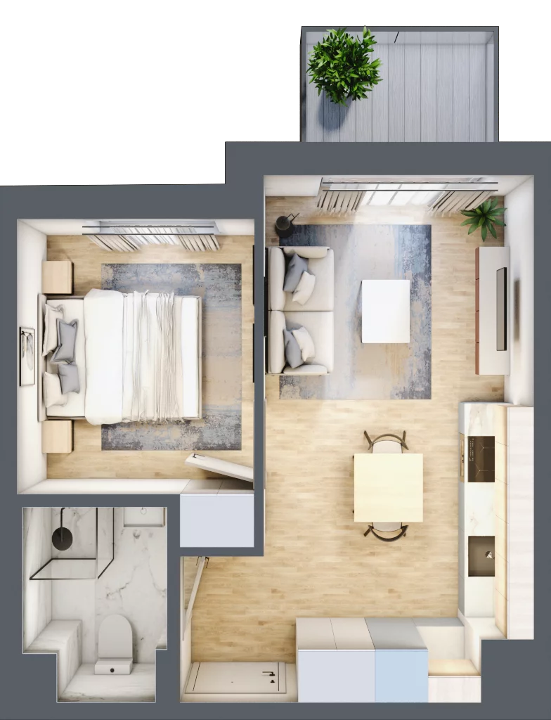 2 pokoje, mieszkanie 31,86 m², piętro 1, oferta nr A/17, Metro Zachód 8 bud. A, C, Warszawa, Bemowo, Chrzanów, ul. Szeligowska