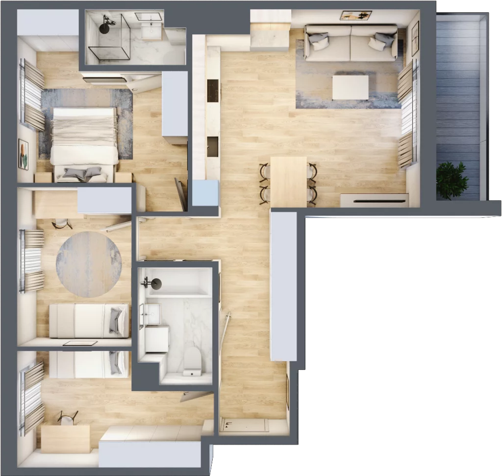 4 pokoje, mieszkanie 75,35 m², piętro 4, oferta nr C/39, Metro Zachód 8 bud. A, C, Warszawa, Bemowo, Chrzanów, ul. Szeligowska