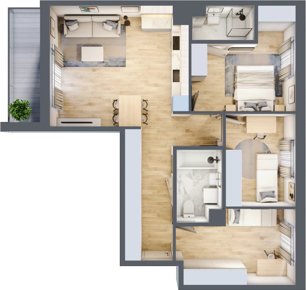 4 pokoje, mieszkanie 75,74 m², piętro 1, oferta nr C/53, Metro Zachód 8 bud. A, C, Warszawa, Bemowo, Chrzanów, ul. Szeligowska